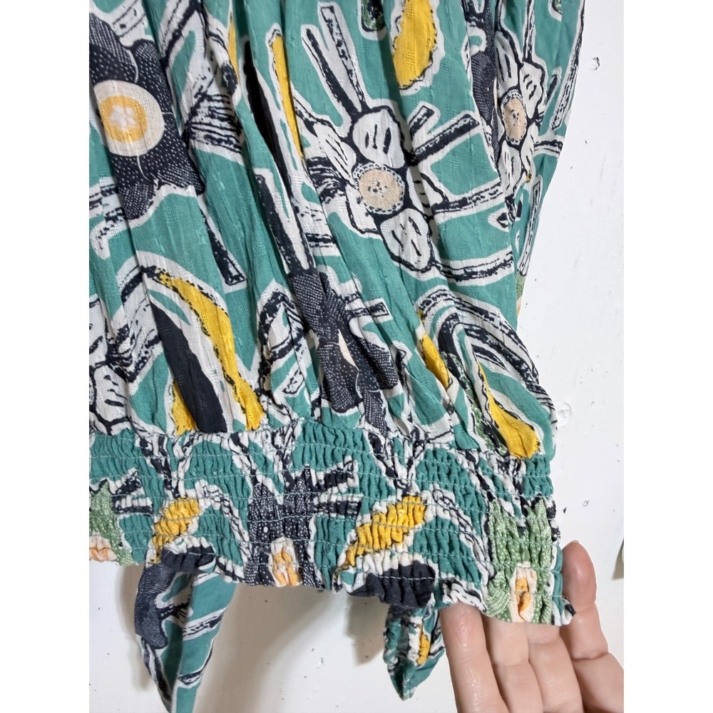 Christian Siriano Blouse Womens Small Green Floral Tie Front Boho Festival NWT - Picture 7 of 10